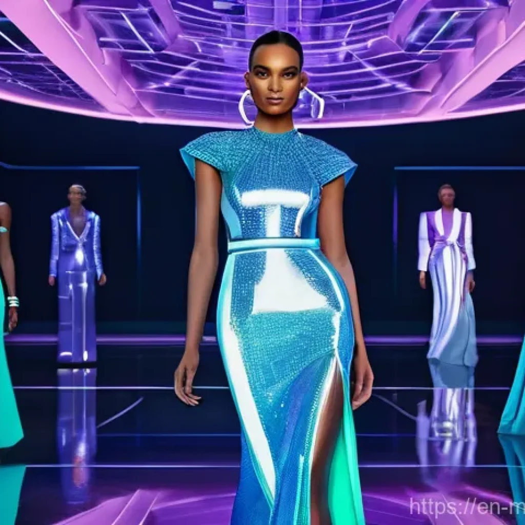 메타버스 내 게임 산업의 비즈니스 기회 - **A high-fashion metaverse runway show.**
    A vibrant and futuristic virtual runway event featurin...