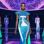 Home 15 메타버스 내 게임 산업의 비즈니스 기회 - **A high-fashion metaverse runway show.**
A vibrant and futuristic virtual runway event featurin...