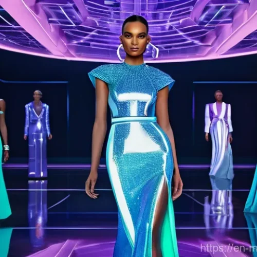 Home 27 메타버스 내 게임 산업의 비즈니스 기회 - **A high-fashion metaverse runway show.**
A vibrant and futuristic virtual runway event featurin...